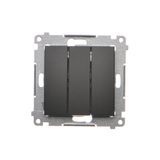 Triple contact push button, (module), 10AX, quick connection, black matt