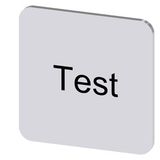 Labeling plate 22x22 mm, silver-colored label, labeling: Test