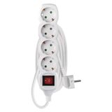 Extension Cord 3 m / 4 sockets / switch / white / PVC / 1.5 mm2