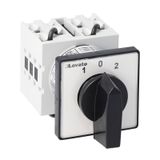 Rotary cam switch GX series, 3-phase motor reversing switch with spring return 20A, for front mounting with black handle, front plate 48X48mm
