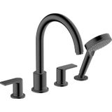 Vernis Blend 4-hole bath mixer with hand shower, matte black