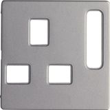 Central part for British standard drawer, Berker Q.x, aluminum velvet lacquer.