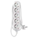 Extension Cord 1.5 m / 5 sockets / white / PVC / 1 mm2