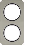 Frame 2gang, R.1, stainless steel/black