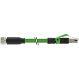 M8 female 0° A-cod. / RJ45 male 0° shielded PUR 1x4xAWG26 gn 25m