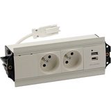 Indesk 2x250V typ E sockets + USB A+C charger; Wieland quick connector; white