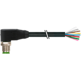 M12 male 90° A-cod. with cable PUR 8x0.25 bk 2.5m