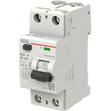 Residual current circuit breaker 2P. 63A 30 mA, A type