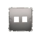 Double Keystone flat IT/telephone socket cover, (module), Inox, metallized