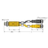 2-Way Splitter Y-Splitter with Cable, Male Connector M12 × 1 - 2 × Female Connectors M12 × 1   VBRS4.4-2RKC4.880T-0.15/0.15/TXL4000