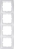 Frame with labelling field 4gang vertical S.1, polar white glossy