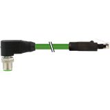 M12 male 90° D-cod. / RJ45 0° shielded TPE SF/UTP CAT5e gn 15m
