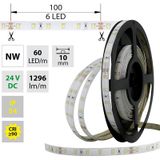 LED strip SMD2835 NW, 60LED/m, 14,4W/m, 1296lm/m, IP54, DC 24V, 10mm, 5m