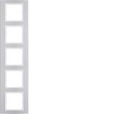 Frame 5gang, B.3, al./p. white matt, al. anodised