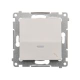 Two-way switch with LED illumination, (module), 10AX, quick connection, white