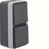 Combi.switch/SCHUKO soc.out. hinged cover surf.-mtd,enhncd contact pro