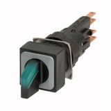 Q18LWK3R-GN Illuminated selector switch actuator, maintained, 45° 45°, 18 — 18 mm, 3 positions, With thumb-grip, green, with VS anti-rotation tab, without light e