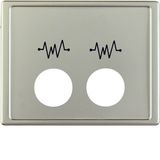 Centre plate 2 plug-in openings+imprint, f. call unit, arsys, steel ma