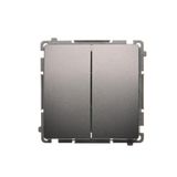 Two gang switch, (module), 16AX, Screw, Inox, metallized
