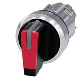 Toggle switch, illuminable, 22 mm, round, metal, high gloss, red, knob, short