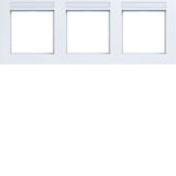 Cover frame 3-way horizontal, text field, A.1, light white matte