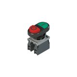 Double pushbutton complete unit with fixing adapter and contacts