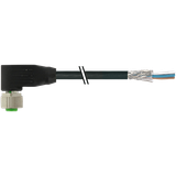 M12 fem. 90° A-cod. with cable PUR 8x0.25 shielded bk+drag-ch 25m