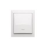 Single contact push button illuminated without pictogram IP44, 10AX, white