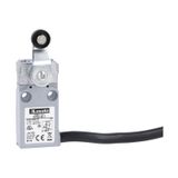 Prewired with 2m long cable metal limit switch, K series, roller lever plunger. Contacts 1NO+1NC slow action