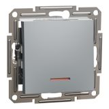 Asfora - 1pole switch with locator light, screwless terminals, wo frame, steel