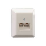 2-way UAE socket, surface-mounted, pure white (similar to RAL 9010), with LSA contacts