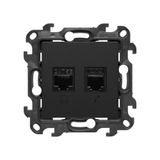 Computer socket RJ45 category 5e + telephone socket RJ12, (module), Simon 24, IP20, black matt