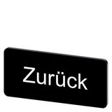 Labeling plate 12.5 x 27 mm, label black, labeling: Zurück