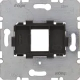 Mounting plate with black receptacle for single modular jacks, flush-mounted module insert