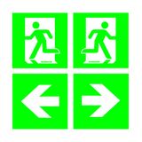 Pictogram set for NLPM.. 2x man/door, 2x arrows