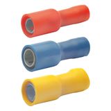 Insulated round plug sleeve, 5 mm, 1.5 to 2.5 mm², AWG 16 to 14, bronze, tin-plated, blue, 930