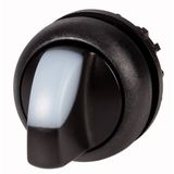 M22S-WLK-W Illuminated selector switch actuator, RMQ-Titan, With thumb-grip, momentary, 2 positions, White, Bezel: black