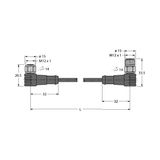 Actuator and Sensor Cable, PUR Extension Cable   WKCV4.5T-1.5-WSCV4.5T/TXL
