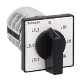 Rotary cam switch 7GN series, voltmeter switch for phase-neutral and phase-phase voltages 16A, for front mounting with black handle, front plate 48X48mm