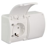 VG-2 Koala Double Socket 2x2P+Z SCHUKO surface mounted IP44 white with white flap VG 182-01
