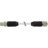 M12 male 0° / M12 female 0° A-cod. Shielded PUR 5x0.34 shielded gy 3m