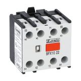 Auxiliary contact with front centre mounting. Screw terminals, for BF00, BF09...BF150 series contactors, 2NO+2NC