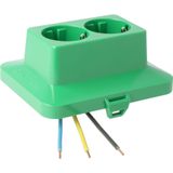 AK2-C2 Cover, integrated 2-way socket green