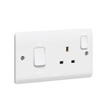 Cooker control unit Synergy - Double pole switch + Double pole socket + indicator - white