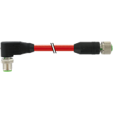 M12 male 90° / M12 female 0° D-cod. shielded PUR 1x4xAWG22 gn  2.5m