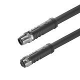 Power cable, Connecting line, M12 / M12, Number of poles : 4, 3 m, pin, straight - socket, straight, Shielded: No, Sheath material: PUR, Halogen: No