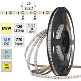 LED strip SMD2835 EWW, 120LED/m, 9,6W/m, DC 12V, 770lm/m, CRI90, IP20, 8mm, 5m