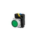 Pushbutton A22NL Ã˜22, bezel brushed metal, FLAT, Alternate, CAP COLOR Transparent GREEN, LED GREEN, 1NO1NC, 24 VDC A2222073G
