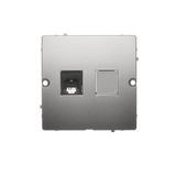 RJ11 single telephone socket, (module), satin, metallized