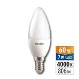LED bulb candle 7W, E14, 4000K, CRI80, 180°, 360° 806lm